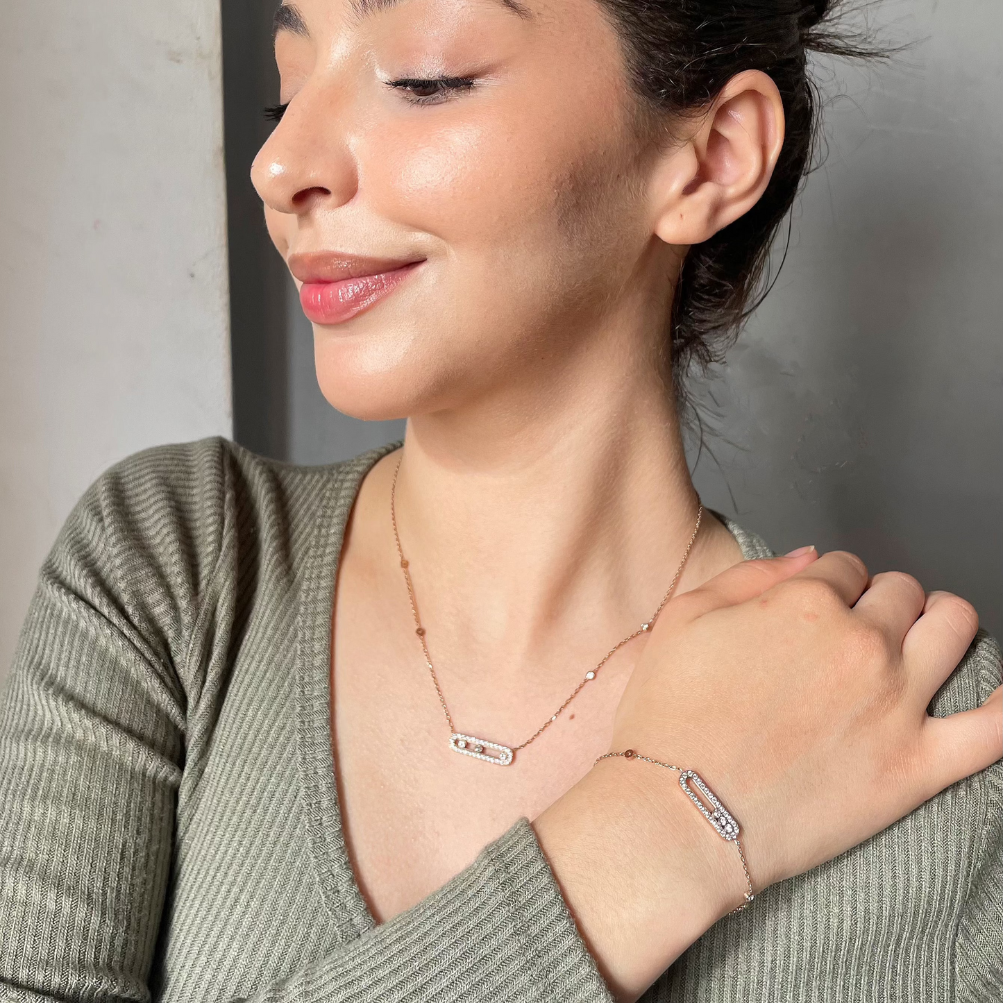 Ensemble whispers of light ( collier + gourmette)