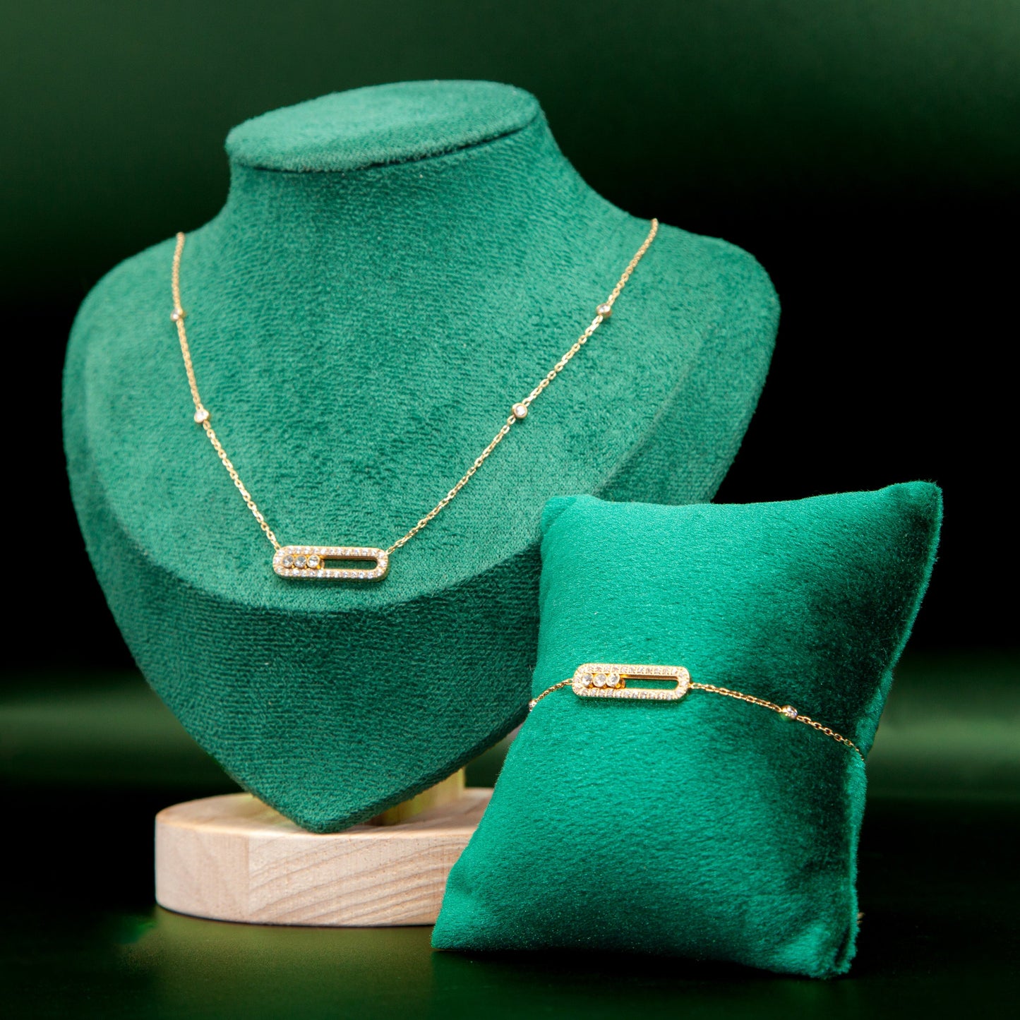 Ensemble whispers of light ( collier + gourmette) - CawniFashion