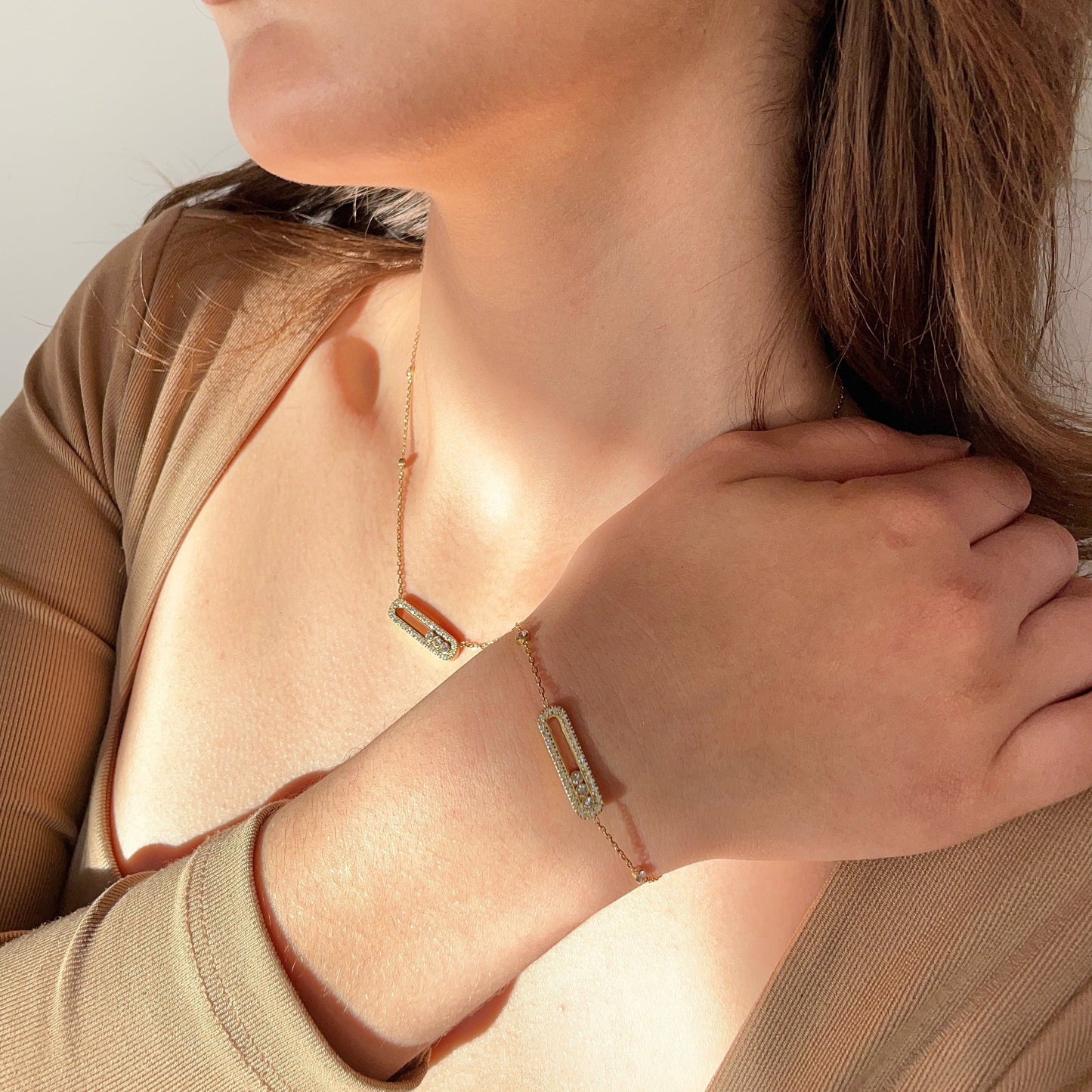 Ensemble whispers of light ( collier + gourmette) - CAWNIfashion