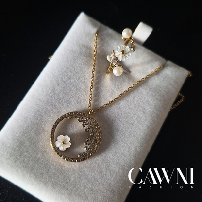 ens flower collier + bague ajustable