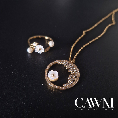 ens flower collier + bague ajustable