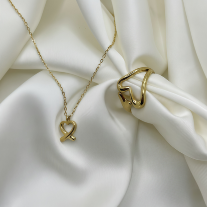 mini heart ensemble -- collier + bague