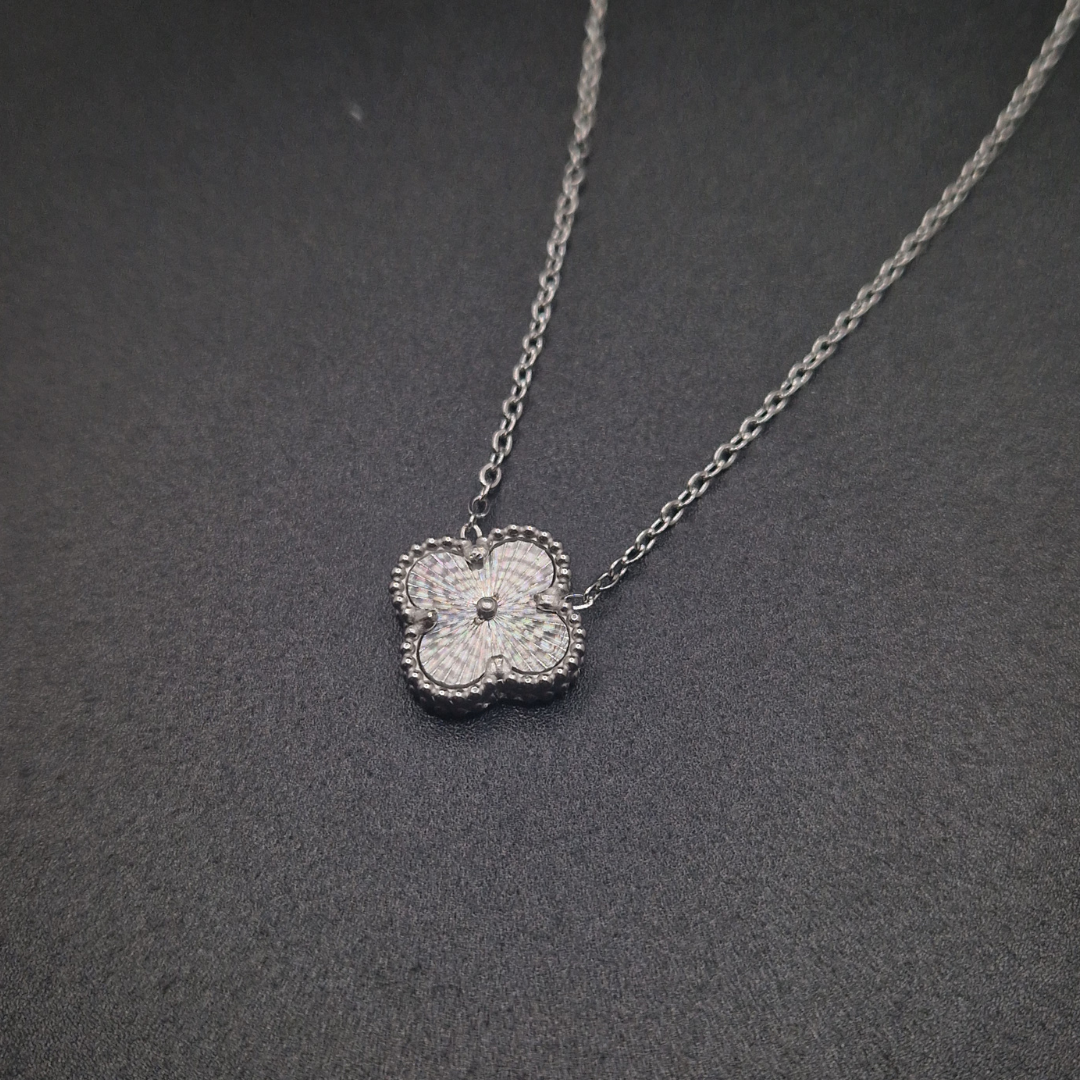 Ens 4 Leaf White Clover (collier + gourmette)